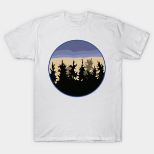 Autumn sunset behind a forest T-Shirt